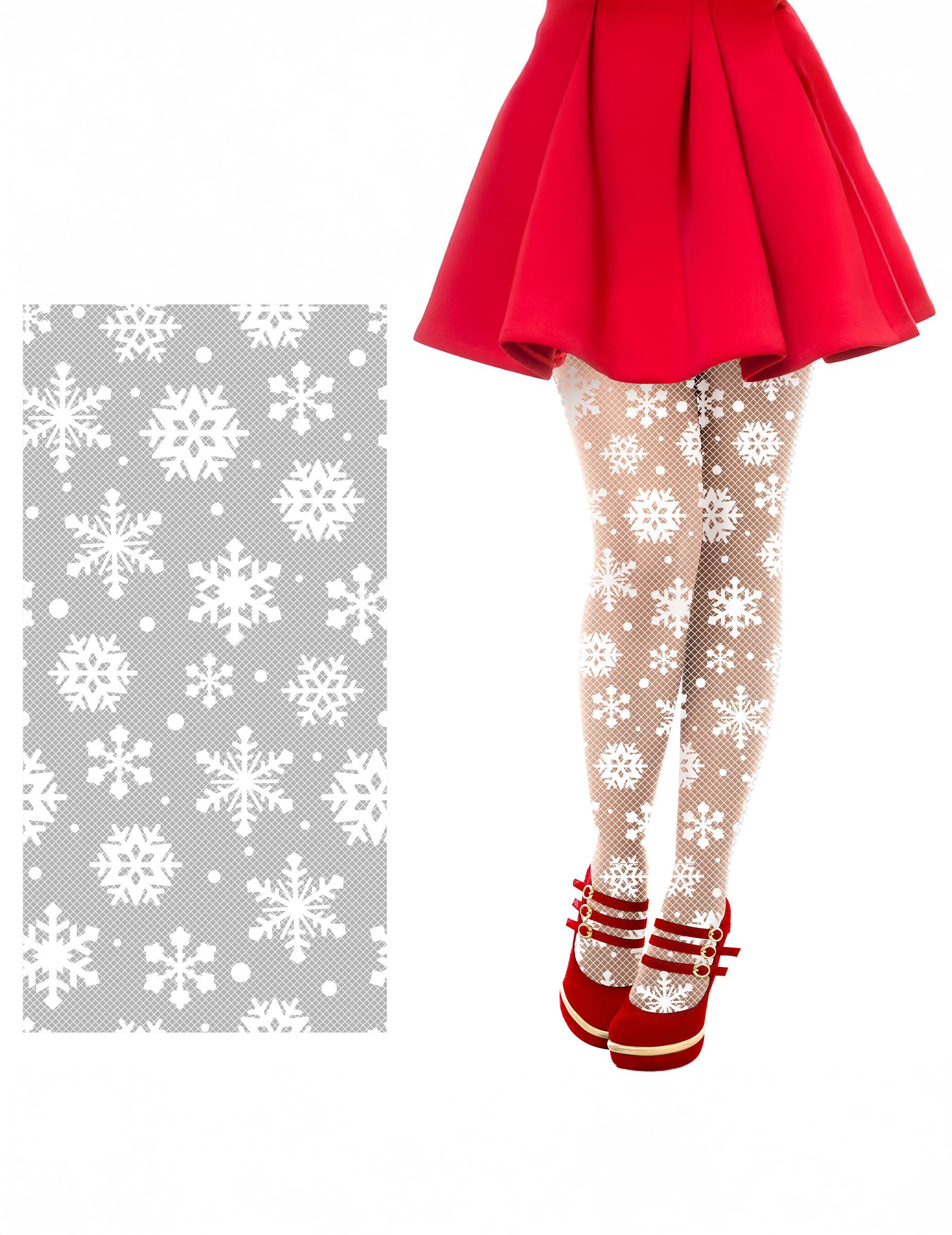 Netzstrümpfe mit Schneeflockenmotiv Weiß für Erwachsene Netzstrümpfe mit Schneeflockenmotiv Weiß für Erwachsene von GUIRMA