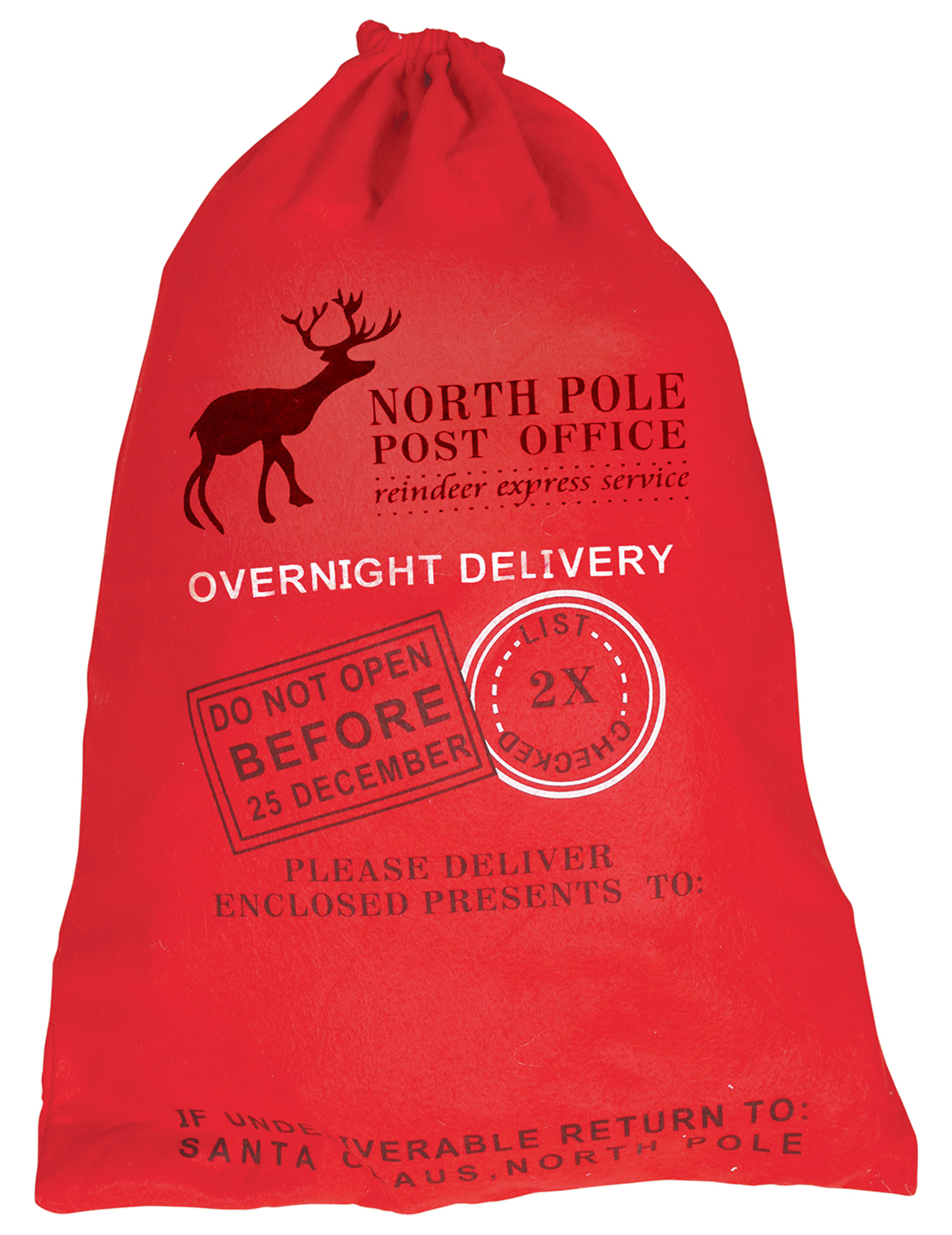 Roter Weihnachts Geschenk Sack mit Aufdruck North 65 x 45 cm Roter Weihnachts Geschenk Sack mit Aufdruck North 65 x 45 cm von GUIRMA