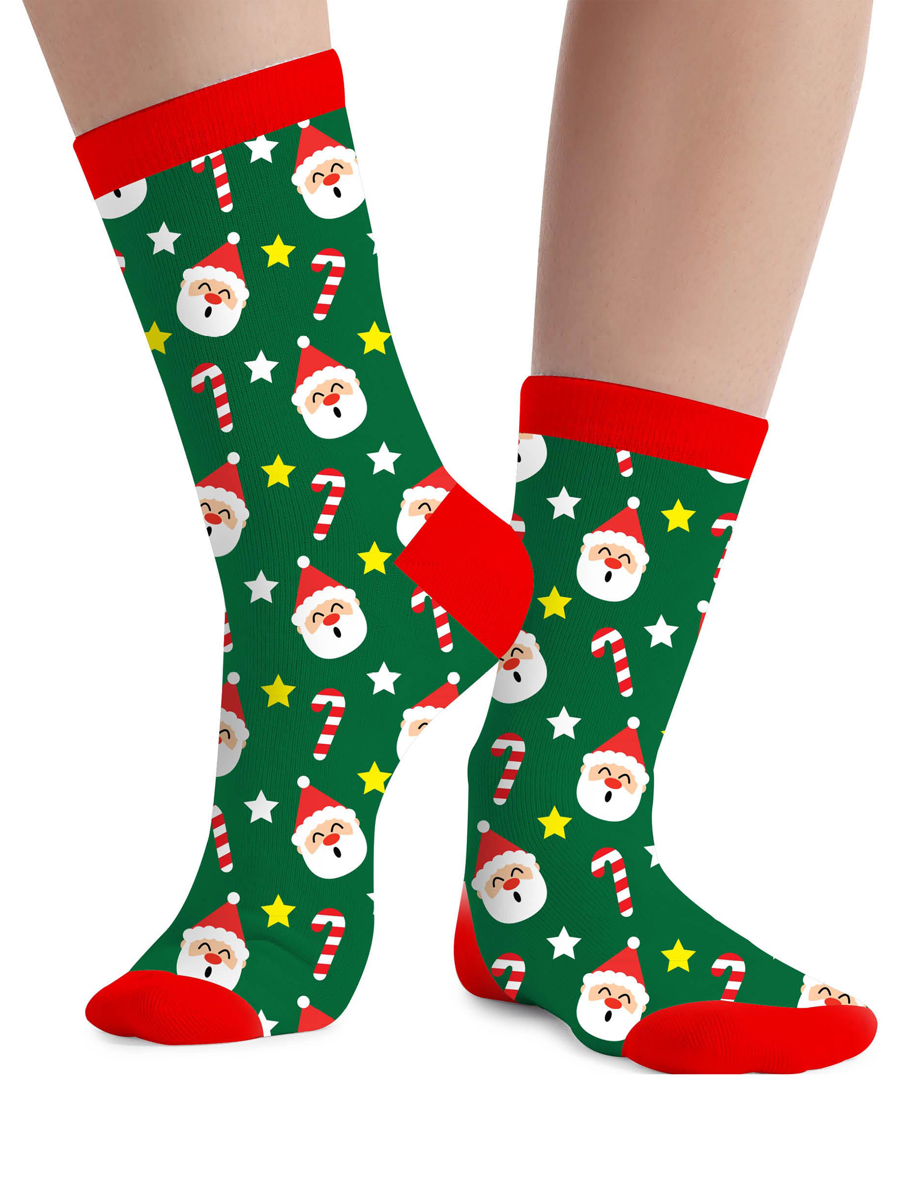 Socken mit Weihnachtsmann Motiv für Erwachsene Grün Socken mit Weihnachtsmann Motiv für Erwachsene Grün von GUIRMA