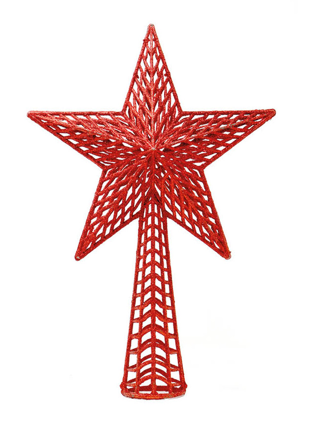 Weihnachtsbaum-Spitze Glitzerstern rot 27 cm von GUIRMA