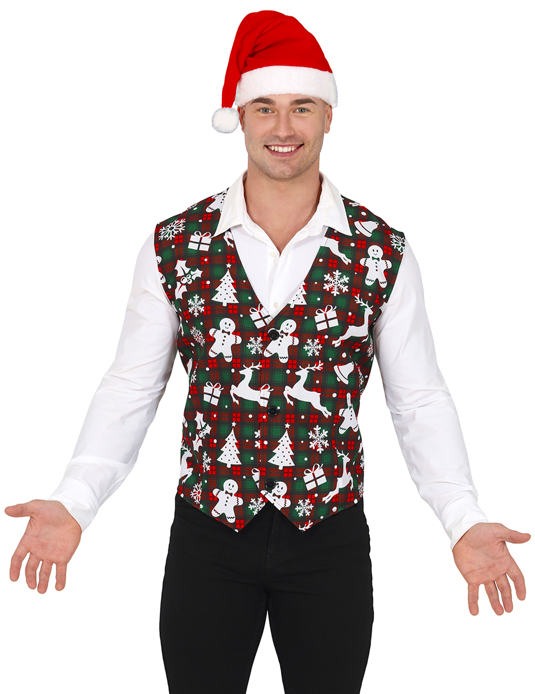 Weihnachtsweste Erwachsene tartan Weihnachtsmotive Weihnachtsweste Erwachsene tartan Weihnachtsmotive von GUIRMA