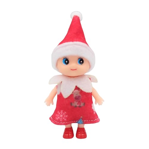 GUIZIYAO Weihnachtself, Winzige Elfen-Puppe, Weihnachtselfen Figuren Mini Elfen, Kleiner Helfer des Weihnachtsmanns Mit Beweglichem Kopf Und Füßen, Little Elf Puppe Spielzeug für Jungen Mädchen (Rot) von GUIZIYAO