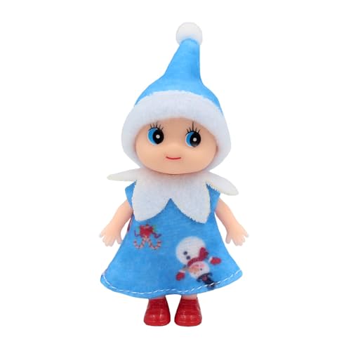 Weihnachtself, Winzige Elfen-Puppe, Weihnachtselfen Figuren Mini Elfen, kleiner Helfer des Weihnachtsmanns Mit Beweglichem Kopf Und Füßen, Little Elf Puppe Spielzeug für Jungen Mädchen (Blau) von GUIZIYAO