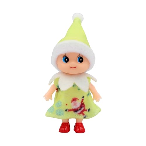 Weihnachtself, Winzige Elfen-Puppe, Weihnachtselfen Figuren Mini Elfen, kleiner Helfer des Weihnachtsmanns Mit Beweglichem Kopf Und Füßen, Little Elf Puppe Spielzeug für Jungen Mädchen (Gelb) von GUIZIYAO