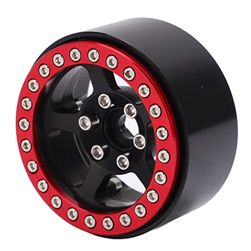 GULEEK 1,9 -Zoll -Aluminiumlegierung Perloy Beadlock Wheels Silber 5 Loch Felgen Nicht -Flecken -Lock -Reifen -RC -Autorad -Hubs (Rot Schwarz) von GULEEK