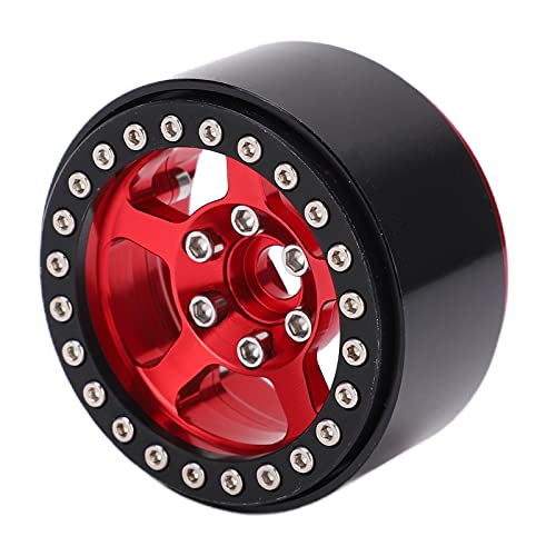 GULEEK 1,9 -Zoll -Aluminiumlegierung Perloy Beadlock Wheels Silber 5 Loch Felgen Nicht -Flecken -Lock -Reifen -RC -Autorad -Hubs (Schwarz rot) von GULEEK