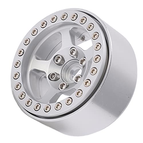 GULEEK 1,9 -Zoll -Aluminiumlegierung Perloy Beadlock Wheels Silber 5 Loch Felgen Nicht -Flecken -Lock -Reifen -RC -Autorad -Hubs (Silber) von GULEEK