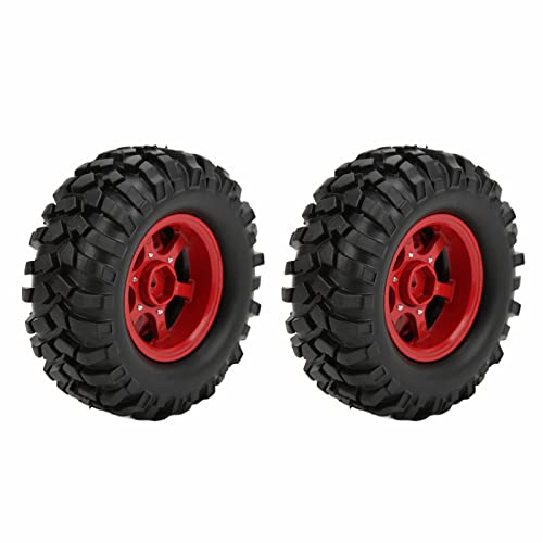 GULEEK 2pcs 1,9 Zoll 96 mm Gummireifen mit Legierungsradfellen für axiale SCX10 1/10 RC Crawler Car Off Road Design verbesserte Griffstabilität (Rot) von GULEEK