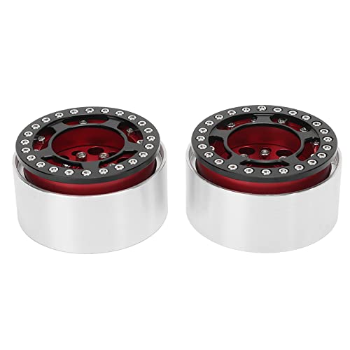 GULEEK 2pcs 1,9 Zoll Beadlock Aluminium -Legierung CNC bearbeitete Universal RC Crawler Wheel Rims (Rot) von GULEEK