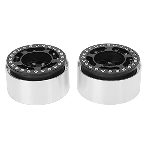 GULEEK 2pcs 1,9 Zoll Beadlock Aluminium -Legierung CNC bearbeitete Universal RC Crawler Wheel Rims (Schwarz) von GULEEK