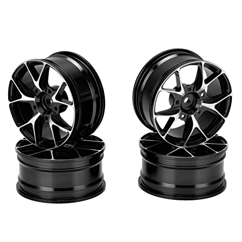 GULEEK 4 -teiliges RC -Rad Hub -Set, Aluminiumlegierung mit hoher Belastungswiderstand, perfekte Passform für 1/10 Skala Flat Sports Fernbedienungssteuer -Accessoires (Schwarz) von GULEEK