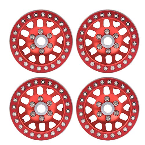 GULEEK 4PCS 1,9-Zoll-Radnaben-Zubehörteile aus Aluminiumlegierung, speziell für D90 4 RC-Autos im Maßstab 1:10, Upgrade-Teile (Rojo) von GULEEK