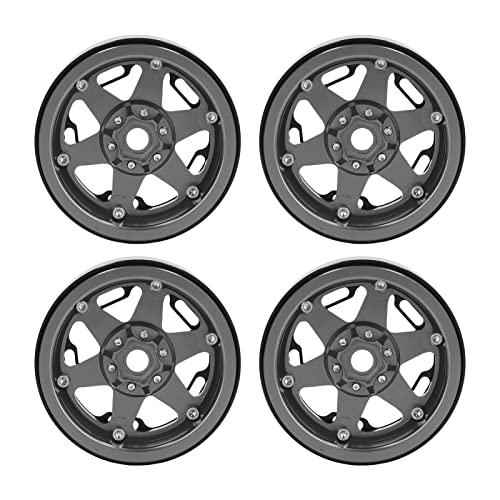 GULEEK Universelles RC-Radnaben-Set aus Aluminiumlegierung, 4 Stück, 2,2 Zoll, passend für RC-Simulations-Crawler im Maßstab 1:10, Ersatznaben (Ti Color) von GULEEK