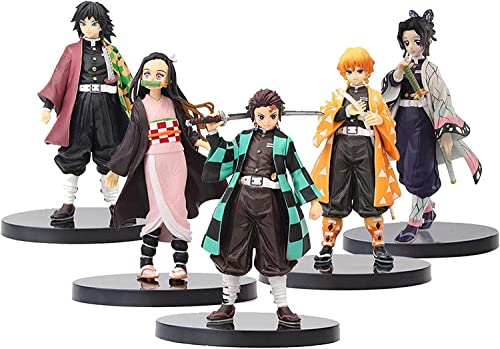 5 Stück Demon Slayer Q-Version Kimetsu No Yaiba Figuren Handgemachte Kamado Tanjiro Anime Sammelfigur Spielzeug für Anime-Fans, 16 cm von GUNBAK