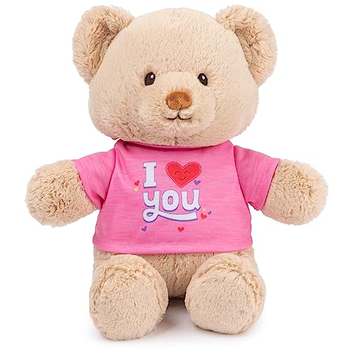 GUND I Love You Nachhaltiger Botschaft Bär mit rosa T-Shirt, Teddybär aus 100% recycelten Materialien, für Kinder ab 1 Jahren, Hellbraun, 30,5 cm von GUND