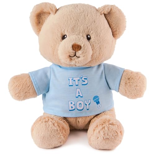 GUND "It's a Boy" Nachhaltiger Botschaftsbär mit blauem T-Shirt, Teddybär aus 100% recycelten Materialien, für Kinder ab 1 Jahren, Hellbraun, 30,5 cm von GUND