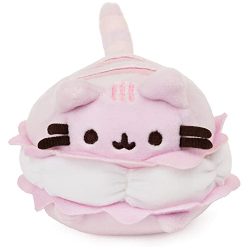 GUND Macaron Cookie Pusheen Sweet Dessert Squishy Plüsch Stofftier Katze und befriedigend dehnbarer Stoff, für Kinder ab 8 Jahren, Rosa und Weiß, 10,2 cm von GUND