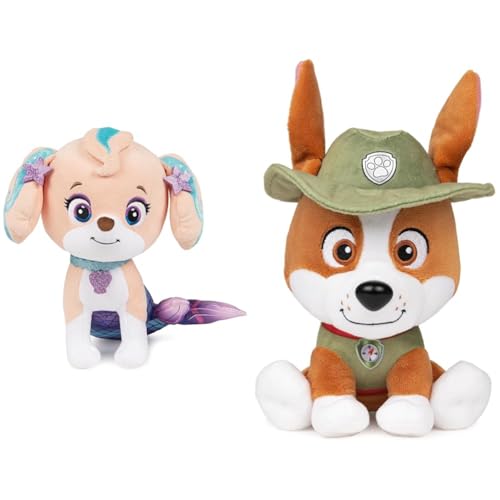 GUND PAW Patrol Aquapups Coral - 23 cm Plüschfigur zum Kuscheln und fantasievollem Spielen & PAW Patrol Tracker, 15 cm - Plüschtier in hochwertiger Qualität zur beliebten TV-Serie, ab 1 Jahr empfohlen von GUND