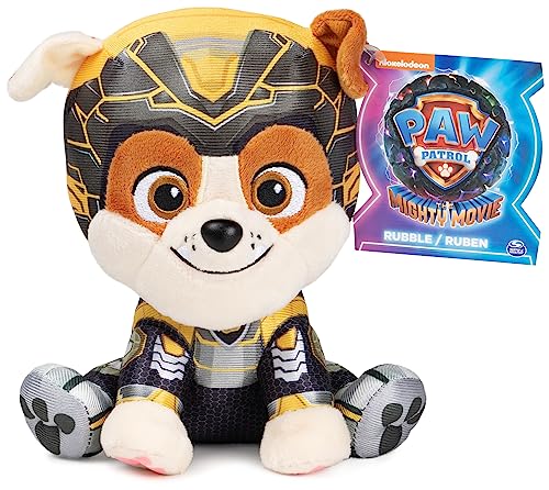 GUND PAW Patrol Der Mighty Kinofilm Rubble, 15 cm - original Plüschtier zum Kinofilm 2023, zum Nachspielen der Lieblingsszenen und treuer Begleiter, Spielzeug für Kinder ab 1 Jahr von PAW PATROL