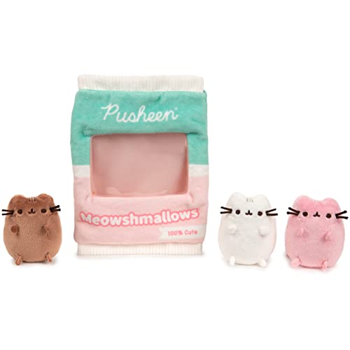 GUND Pusheen Meowshmallows Beutel mit Leckerlis mit abnehmbarem Mini-Plüsch, Stofftiere ab 8 Jahren, Rosa/Grün, 19,1 cm von GUND