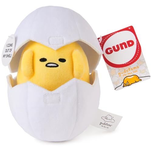 GUND Sanrio Gudetama The Lazy Egg Stuffed Animal, Gudetama in Eggshell Plush Toy for Ages 1 and Up, 12.7 cm von GUND