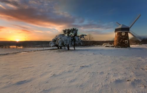 GUOHLOZ 1000 Teile, Puzzle für Erwachsene, Sonnenuntergang, Dutch Mill, Connecticut, Landschaften, 75x50cm von GUOHLOZ