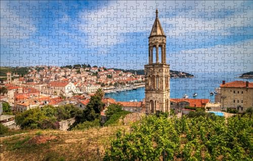 GUOHLOZ 1000 Teile Puzzle für Erwachsene Puzzles 1000 für Erwachsene Herausforderung Spielzeug Puzzle für Erwachsene Kinder 1000 Teile, Yachten, Kroatien, Hvar, 75x50cm von GUOHLOZ