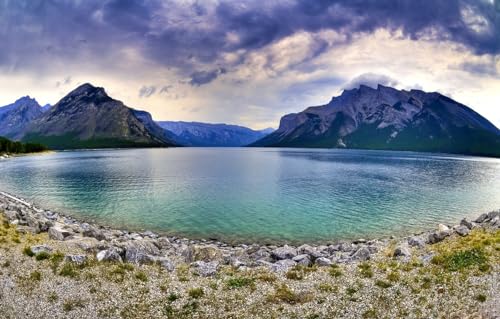 GUOHLOZ Puzzle 1000 Teile Erwachsene Puzzles für Erwachsene Klassische Schwer Pädagogisches Spielzeug Erwachsene Kinder 1000 Teile, Alberta, Brauende Stürme auf dem See, Landschaften, 75x50cm von GUOHLOZ