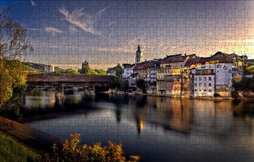 GUOHLOZ Puzzle 1000 Teile Puzzle für Erwachsene und Kinder ab 6 Jahren Puzzle für Wohnkultur Brücke, Schweiz, Olten, Aare, 75x50cm von GUOHLOZ