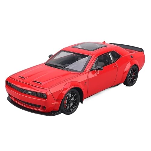 GUOLAIXIANG 1:24 für Challenger Hellcat Muscle Car Pull Back Sound Licht Spielzeug Auto Ornamente Sammlung(Red) von GUOLAIXIANG