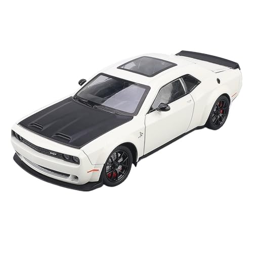 GUOLAIXIANG 1:24 für Challenger Hellcat Muscle Car Pull Back Sound Licht Spielzeug Auto Ornamente Sammlung(White) von GUOLAIXIANG