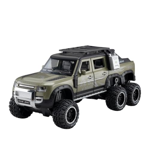 GUOLAIXIANG 1:24 für Defender 6x6 Legierung Geländewagen Modell Sound und Licht Pull Back Stoßdämpfer Ornamente(Green) von GUOLAIXIANG