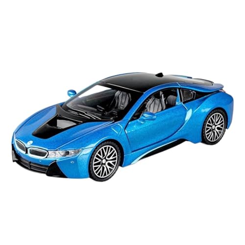 GUOLAIXIANG Exquisites Modell 1/32 Für I8 Modell Auto Zink Legierung Pull Back Spielzeug Auto Mit Sound Und Licht Für Kinder Junge Mädchen Geschenk(Blue) von GUOLAIXIANG