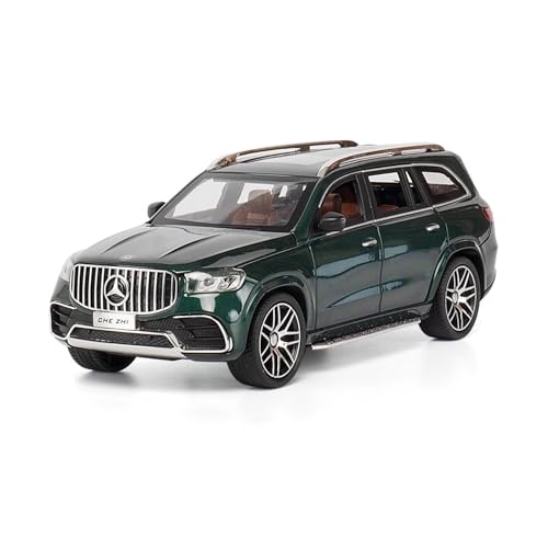 GUOLAIXIANG Exquisites Modell 1:24 Für AMG GLS63 Automodell Pull Back Autospielzeug Mit Sound Und Licht Zinklegierung Karosserie(Green) von GUOLAIXIANG