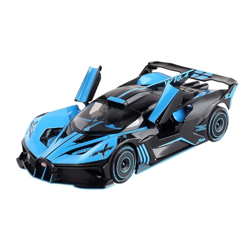 GUOLAIXIANG Exquisites Modell 1:24 Für Bugatti Bolide Automodell Pull Back Autospielzeug Mit Sound Und Licht Zinklegierung Karosserie(Blue) von GUOLAIXIANG