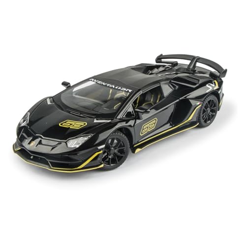 GUOLAIXIANG Exquisites Modell 1:24 Für Lambo Aventador SVJ 63 Cabrio Automodell Pull Back Autospielzeug Mit Sound Und Licht Zinklegierung Karosserie(Black) von GUOLAIXIANG