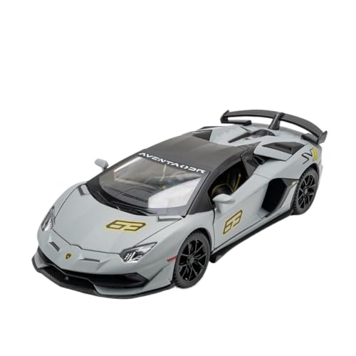 GUOLAIXIANG Exquisites Modell 1:24 Für Lambo Aventador SVJ 63 Cabrio Automodell Pull Back Autospielzeug Mit Sound Und Licht Zinklegierung Karosserie(Chrome) von GUOLAIXIANG