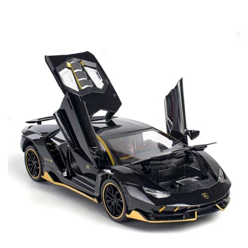 GUOLAIXIANG Exquisites Modell 1:24 Für Lamborghini LP770 Automodell Pull Back Autospielzeug Mit Sound Und Licht Zinklegierung Karosserie(Black) von GUOLAIXIANG