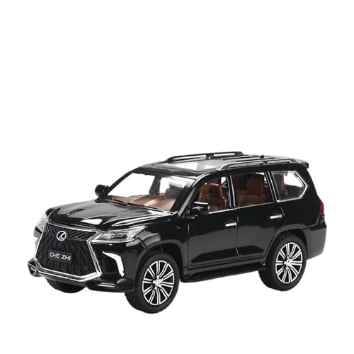 GUOLAIXIANG Exquisites Modell 1:24 Für Lexus LX570 Automodell Pull Back Autospielzeug Mit Sound Und Licht Zinklegierung Karosserie(Black) von GUOLAIXIANG