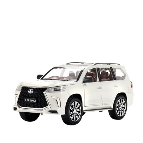 GUOLAIXIANG Exquisites Modell 1:24 Für Lexus LX570 Automodell Pull Back Autospielzeug Mit Sound Und Licht Zinklegierung Karosserie(White) von GUOLAIXIANG