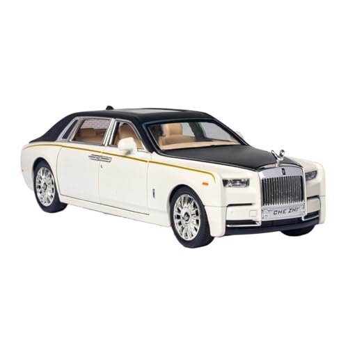 GUOLAIXIANG Exquisites Modell 1:24 Für Rolls-Royce Phantom Automodell Pull Back Autospielzeug Mit Sound Und Licht Zinklegierung Karosserie(White) von GUOLAIXIANG