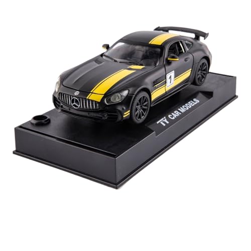 GUOLAIXIANG Exquisites Modell 1:32 Für AMG-GTR Automodell Pull Back Autospielzeug Mit Sound Und Licht Zinklegierung Karosserie(Yellow) von GUOLAIXIANG