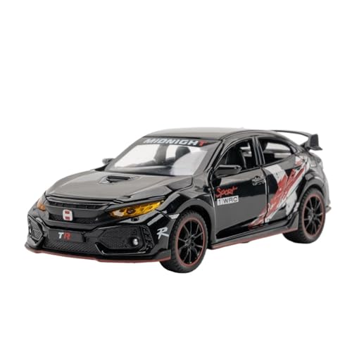 GUOLAIXIANG Exquisites Modell 1:32 Für HONGDA Civic Type-R Automodell Pull Back Autospielzeug Mit Sound Und Licht Zinklegierung Karosserie(Black) von GUOLAIXIANG