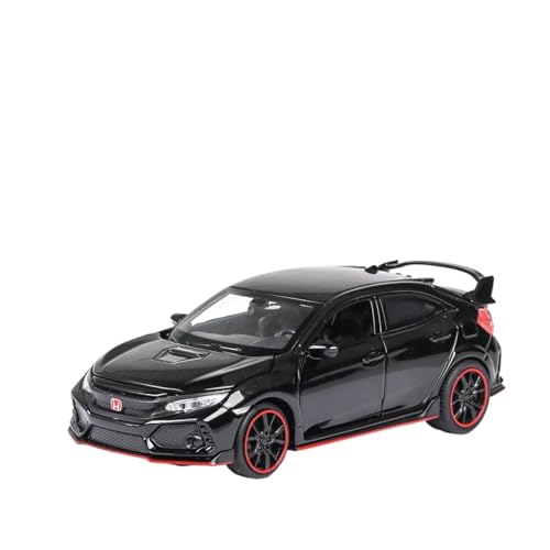 GUOLAIXIANG Exquisites Modell 1:32 Für HONGDA Civic Type-R Automodell Pull Back Autospielzeug Mit Sound Und Licht Zinklegierung Karosserie(Black 01) von GUOLAIXIANG