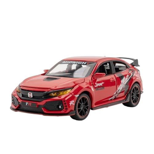 GUOLAIXIANG Exquisites Modell 1:32 Für HONGDA Civic Type-R Automodell Pull Back Autospielzeug Mit Sound Und Licht Zinklegierung Karosserie(Red) von GUOLAIXIANG