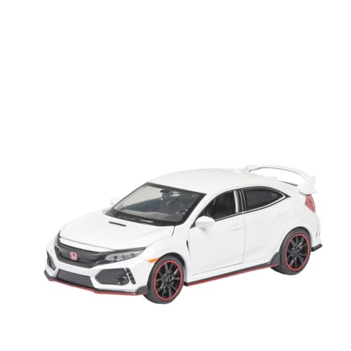 GUOLAIXIANG Exquisites Modell 1:32 Für HONGDA Civic Type-R Automodell Pull Back Autospielzeug Mit Sound Und Licht Zinklegierung Karosserie(White) von GUOLAIXIANG