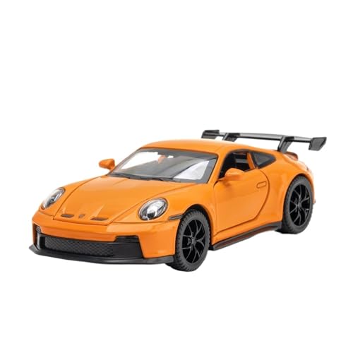 GUOLAIXIANG Exquisites Modell 1:32 Für Pors-Che 911 Automodell Pull Back Autospielzeug Mit Sound Und Licht Zinklegierung Karosserie(Orange) von GUOLAIXIANG