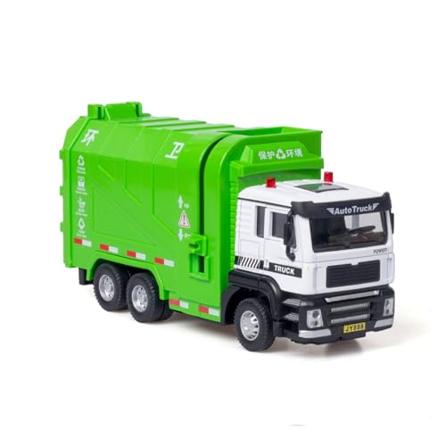 GUOLAIXIANG Exquisites Modell 1:50 Stadtbau Sanitär Legierung LKW Sound Und Licht Pull Back Müllwagen Modell Spielzeug(Green) von GUOLAIXIANG