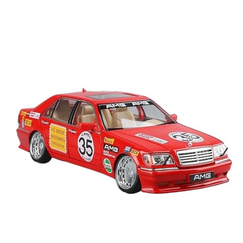 GUOLAIXIANG Für 1:24 Tigerkopf Mercedes Benz S Limousine Rotes Schwein W140 Simulationsauto Legierung Sound Und Licht Oldtimermodell von GUOLAIXIANG