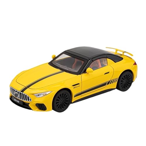 GUOLAIXIANG Für AMG SL63 1:22 Legierung Automodell Cabrio Sound Und Licht Offene Tür Klappdach Coupe Modell Sammlerstück Ornament(Yellow) von GUOLAIXIANG